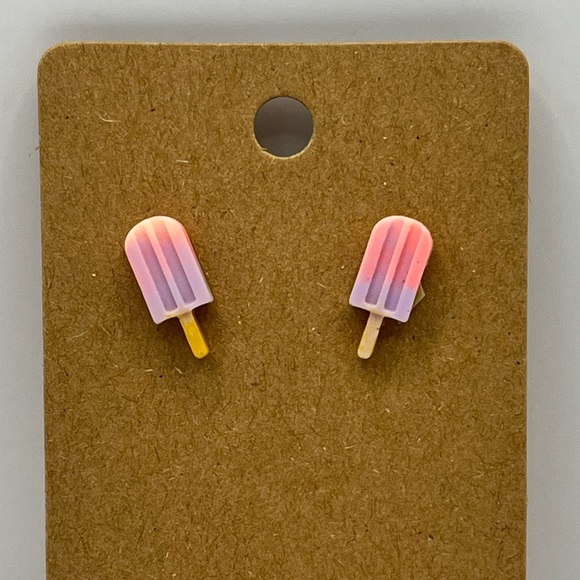 Pink and purple gradient popsicle stud earrings - Picture 1 of 3